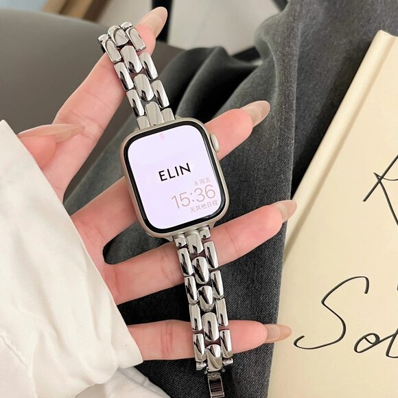 Apple Watch Band Stylish Adjustable Slim Stainless iWatch Metal Band - Silver - Picture 1 of 7